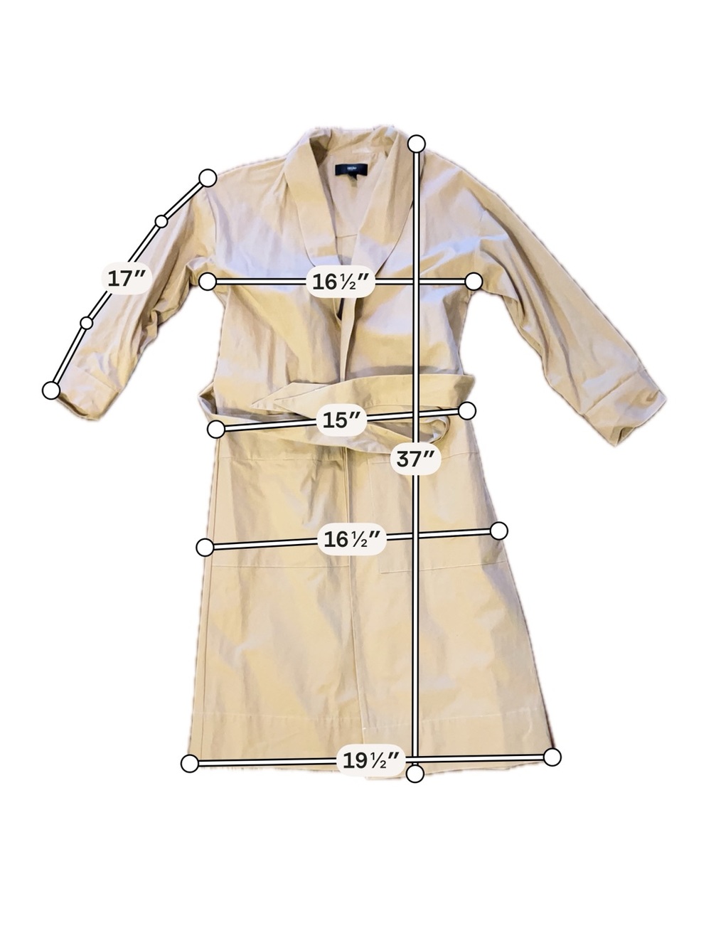 Mossimo Supply Co. Tan Wrap Trench Coat with Self-Tie Belt - Picture 5 of 7